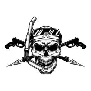 Scuba Diver Skull with Spearguns